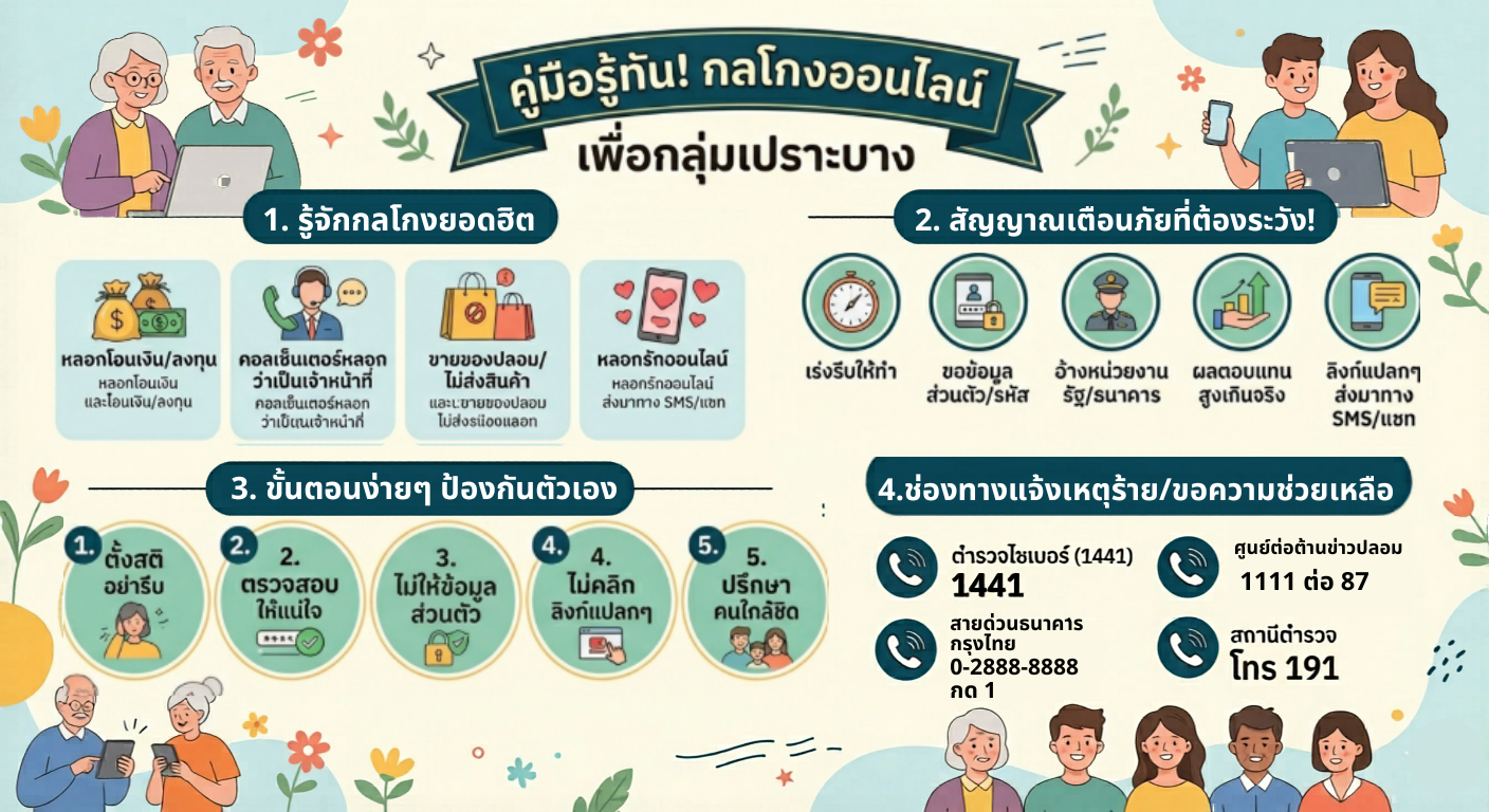 คู่มือรู้ทัน! กลโกงออนไลน์ เพื่อกลุ่มเปราะบาง