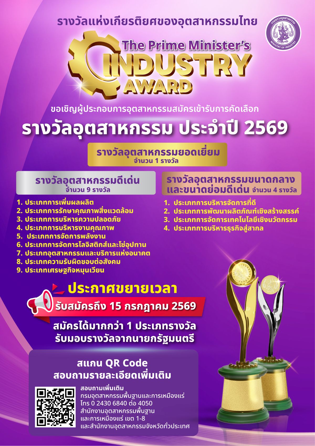 The Prime Minister's INDUSTRY AWARD รางวัลอุตสาหกรรม ประจำปี 2569