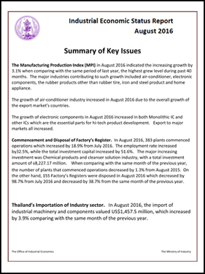 Industrial Economic Status Report August 2016