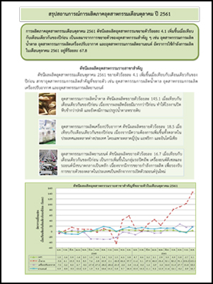 สรุปสถานการณ์การผลิตภาคอุตสาหกรรมเดือนตุลาคม ปี 2561