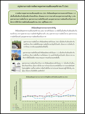 สรุปสถานการณ์การผลิตภาคอุตสาหกรรมเดือนพฤศจิกายน ปี 2561