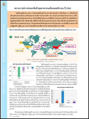 สถานการณ์การส่งออกสินค้าอุตสาหกรรมเดือนพฤศจิกายน ปี 2561