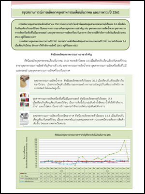 สรุปสถานการณ์การผลิตภาคอุตสาหกรรมเดือนธันวาคม และภาพรวมปี 2561