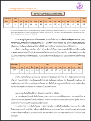 ภาวะเศรษฐกิจอุตสาหกรรม เดือนมกราคม 2562