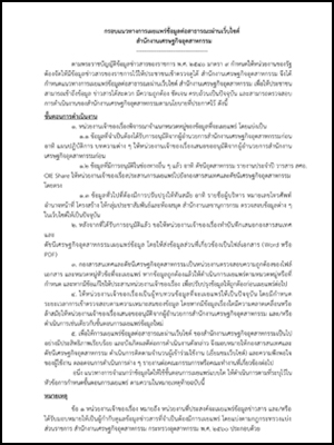 กรอบแนวทางการเผยแพร่ข้อมูลต่อสาธารณะผ่านเว็บไซต์ สำนักงานเศรษฐกิจอุตสาหกรรม