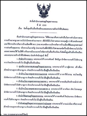 คำสั่งสำนักงานเศรษฐกิจอุตสาหกรรม ที่ 61/2553 เรื่อง จัดตั้งศูนย์รับเรื่องร้องเรียนและมอบหมายเจ้าหน้าที่รับผิดชอบ