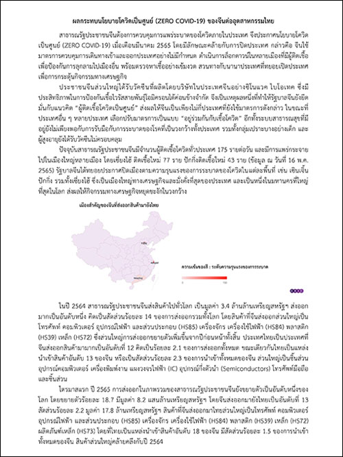 ผลกระทบนโยบายโควิดเป็นศูนย์ (ZERO COVID-19) ของจีนต่ออุตสาหกรรมไทย