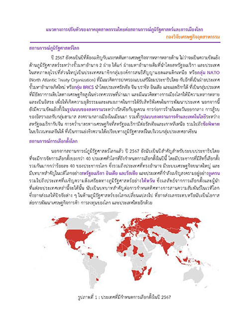 แนวทางการปรับตัวของภาคอุตสาหกรรมไทยต่อสถานการณ์ภูมิรัฐศาสตร์และการเมืองโลก