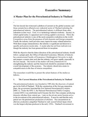 Sectoral Industrial Master Plan (Petrochemicals Industry)